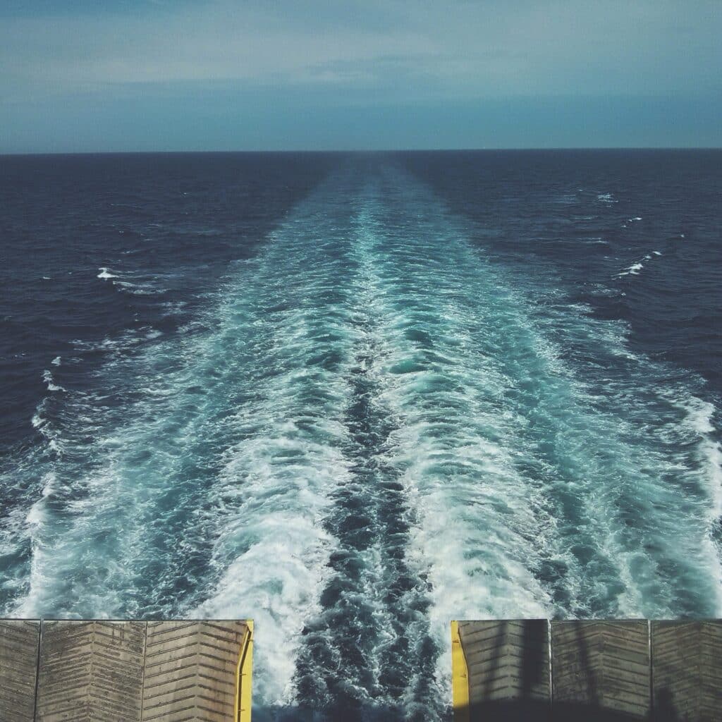 Ferry. Trail. Sea. Mediterranean. Trip. Vessel. Transportation.